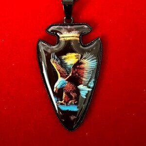 SALE 250th Patriot American Eagle Arrowhead Pendant & Necklace United States USA